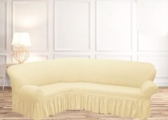 Фото Чохол для кутового дивана зі спідницею-воланом Turkey № 14 Кремовий