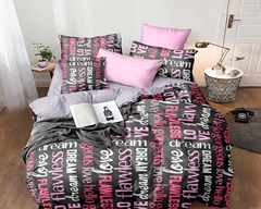 Фото Комплект постельного белья ТМ TAG Сатин Pink Lettering Надписи