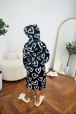 Фото Дитячий махровий халат с каптуром Welsoft Heart on Black 1150