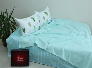 Фото Комплект постільної білизни ТМ Tag Pike Cactus з Вафельним Піке М'ятний NP-26 NP160x235-26