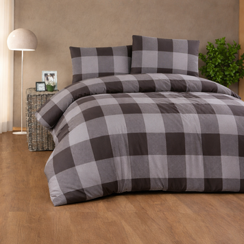 Фото Тепла байкова постільна білизна Фланель Cotton Collection Flanel Pazen Grey Check