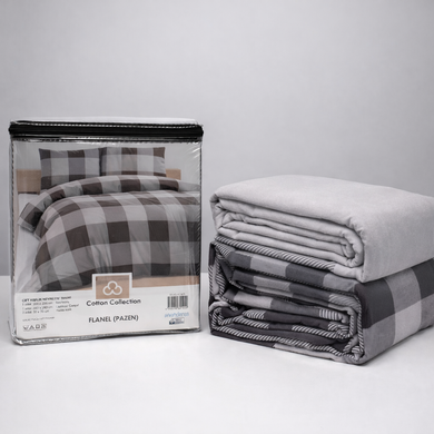 Фото Тепла байкова постільна білизна Фланель Cotton Collection Flanel Pazen Grey Check