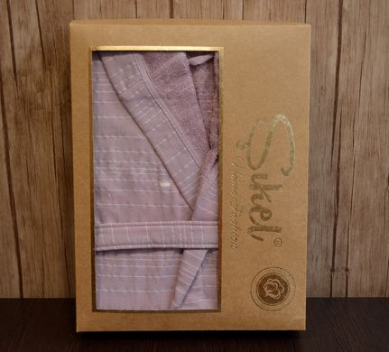 Фото Махровый халат-кимоно с капюшоном Sikel 100% Хлопок Pudra Розовая Пудра