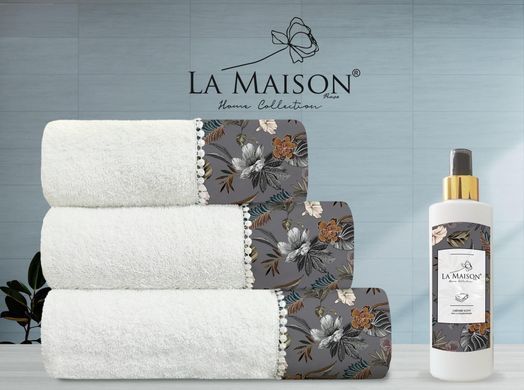 Фото Набір з 3-х махрових рушників La Maison 100% Бавовна з ароматом Nare Ekru хм30543
