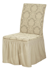 Фото Жаккардовый универсальный чехол для стула с юбкой Turkey № 15 Крем