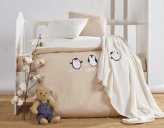 Фото Комплект в дитяче ліжечко Постіль + Плед Elita Baby Penguen Bej