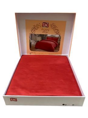 Фото Однотонна постільна білизна TAC Сатин 100% Бавовна Basic Red Червона р-60179215