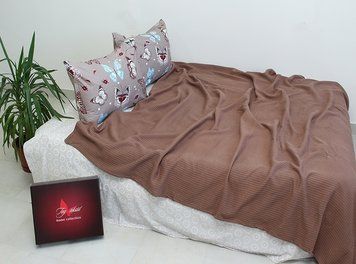 Фото Комплект постільної білизни ТМ Tag Pike Braid з Вафельним Піке Кавовий NP-08 NP160x235-08