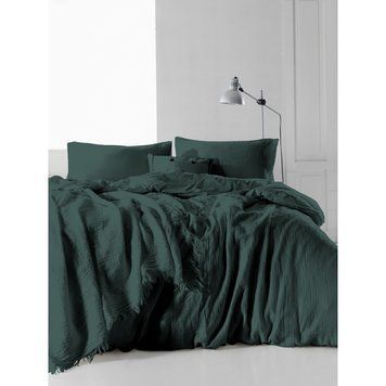 Фото Однотонное постельное белье 100% Хлопок SoundSleep Stonewash Muslin Dark Green