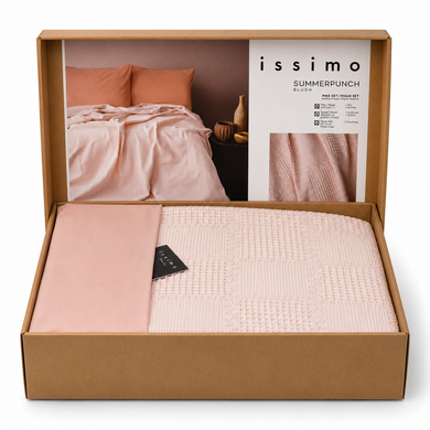 Фото Набор постельного белья с пледом Ранфорс Issimo Summerpunch Blush