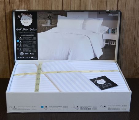 Фото Комплект постельного белья Cotton Shine Stripe Satin Белый