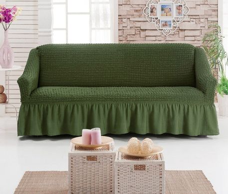 Фото Універсальний чохол для 2-х-3-х містного дивана з спідницею Turkey № 4 Зелений