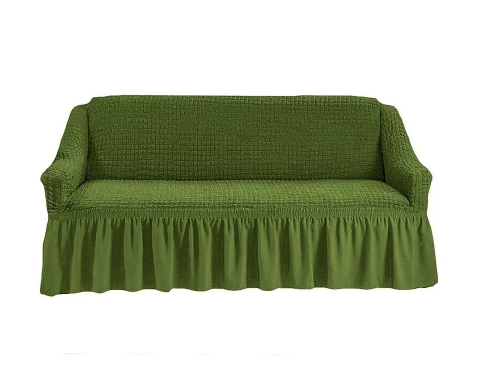 Фото Універсальний чохол для 2-х-3-х містного дивана з спідницею Turkey № 4 Зелений