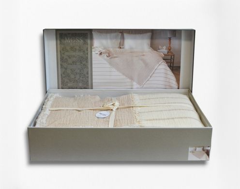 Фото Покрывало муслиновое Moss Exclusive Muslin Bej Бежевая Полоска