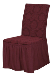 Фото Жаккардовый универсальный чехол для стула с юбкой Turkey № 19 Бордовый
