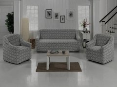 Фото Жаккардовый чехол для 2-3х местного дивана + 2 кресла Без Юбки Темно-серый