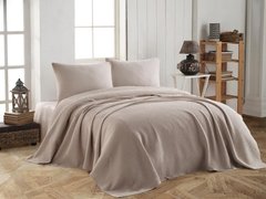 Фото Комплект постельного белья Трикотаж 100% Хлопок Modalita с вафельным покрывалом Bej Бежевый