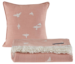 Фото Покрывало-пике + подушки Вискоза/Лен Penelope Bird Розовое