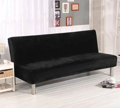 Фото Черный велюровый чехол на диван без подлокотников