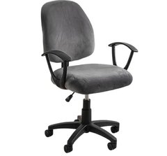 Фото Набір сірих велюрових чохлів для офісного крісла/комп'ютерного стільця