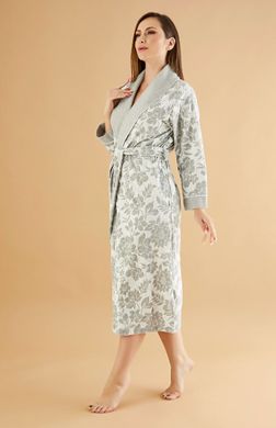 Фото Жіночий велюровий халат з жаккардовим візерунком Nusa Gray Сірий 0443
