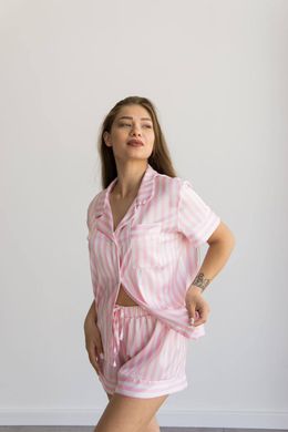 Фото Женский комплект Рубашка + Шорты Сатин Шелк Розовый