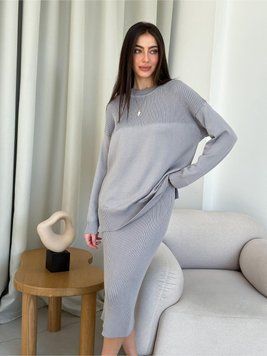 Фото Женская вязаная трикотажная юбка меди Katrin Серый