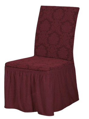 Фото Жаккардовый универсальный чехол для стула с юбкой Turkey № 19 Бордовый