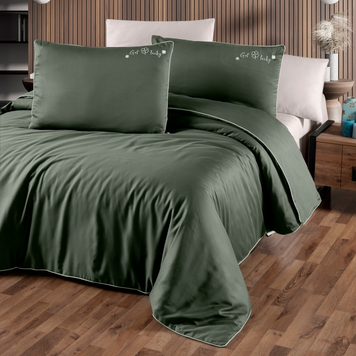 Фото Сатиновое постельное белье First Choice Deluxe Satin Dark Timeless Dark Green