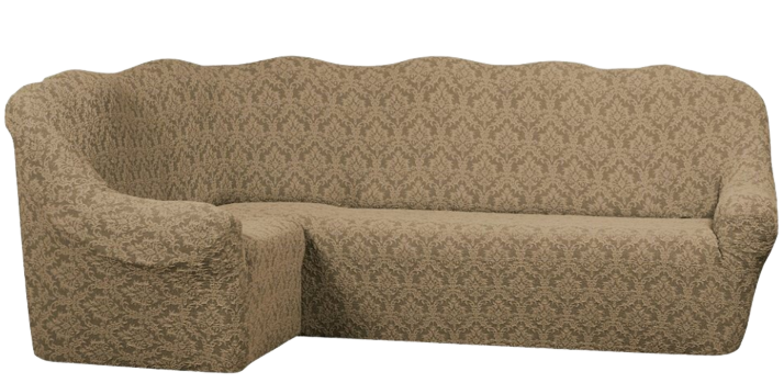 Фото Жакардовий чохол для кутового дивана + крісло Без Спідниці Turkey Бежевий