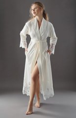 Фото Жіночий велюровий халат з мереживною обробкою Nusa 0383 Молочний