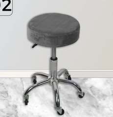 Фото Велюровий сірий чохол на круглий барний стул