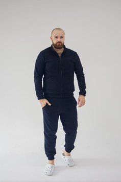 Фото Чоловічий Флісовий костюм Штани + Кофта на блискавці темно Синій 408 т002369