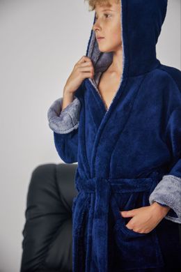 Фото Детский махровый халат для малчика c капюшоном Welsoft Синий 4000
