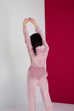 Фото Жіночий Королівський домашній костюм Шаль Штани + Халат Рожева Пудра 065/21 рожева пудра бк