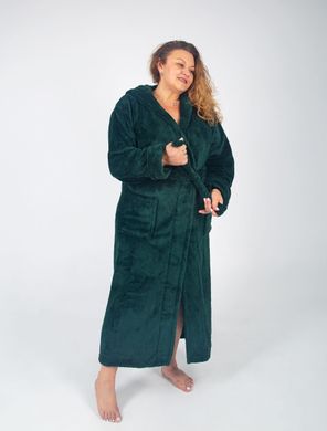 Фото Довгий жіночий теплий халат з каптуром Welsoft Смарагдовий 1023 1024