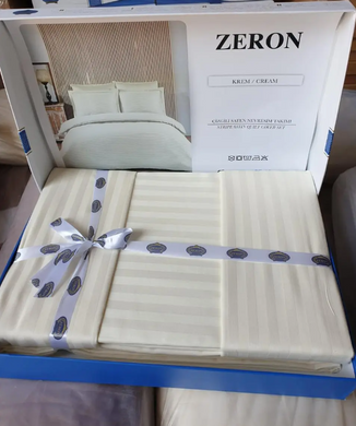 Фото Комплект постельного белья Сатин Страйп Satin Strip Zeron Krem Кремовый