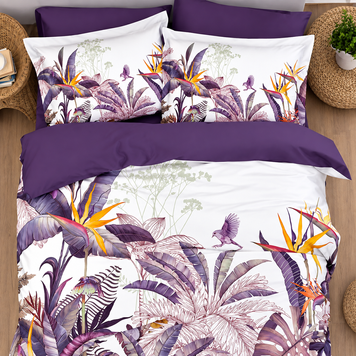 Фото Постільна білизна First Choice 3D Сатин Люкс 100% Бавовна Palm Garden Purple 3DS-155-palm-purple