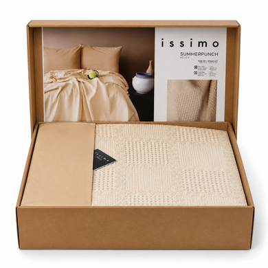 Фото Набор постельного белья с пледом Ранфорс Issimo Summerpunch Beige