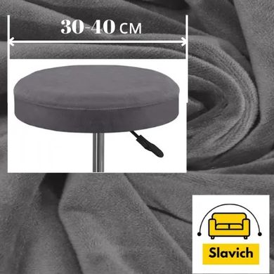 Фото Велюровый серый чехол на круглый барный стул