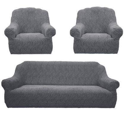 Фото Жакардовий чохол для дивана та+ 2-х крісел Хвиля Сірий