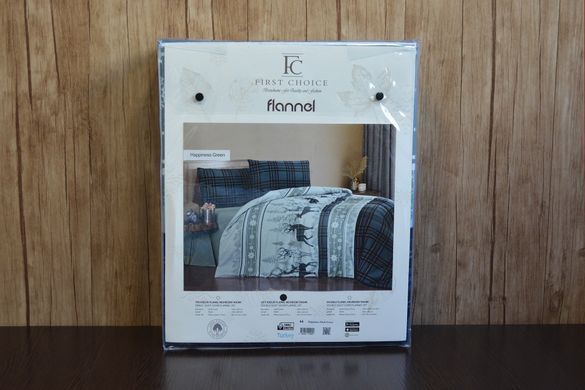 Фото Новорічна постільна білизна First Choice Flanel Happiness Green Фланель 100% Бавовна 40020 Байка