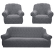Фото №1 з 4 товару Жакардовий чохол для дивана та+ 2-х крісел Хвиля Сірий