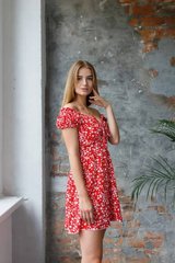 Фото Червона міні сукня в квітковий принт з софту 133/23 червоний