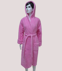 Фото Женский длинный махровый халат c капюшоном Welsoft Zeron Розовый