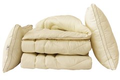 Фото Антиаллергенное одеяло и две подушки 50х70 ТМ Tag Eкo Пух в Микрофибре Бежевое