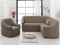 Фото Чохол для кутового дивана + крісло без спідниці Turkey № 2 Сіро-коричневий