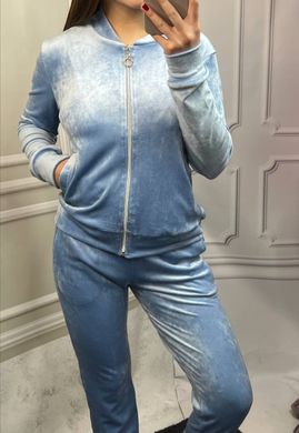 Фото Женский спортивный велюровый костюм на молнии Голубой