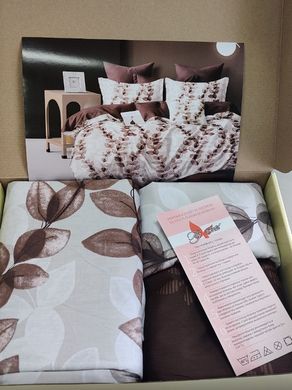 Фото Комплект постельного белья ТМ TAG Сатин Шоколадные Листочки S543