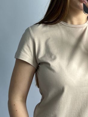 Фото Подовжена базова жіноча футболка 100% Бавовна Бежева 126/23 беж